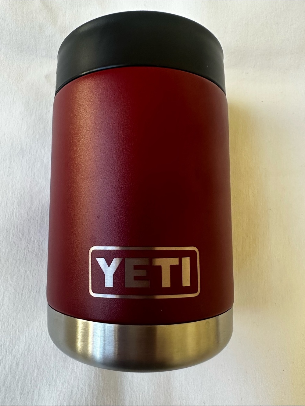 YETI Rambler Colster 12 oz Can Bottle Insulator Harvest Red Stainless Steel